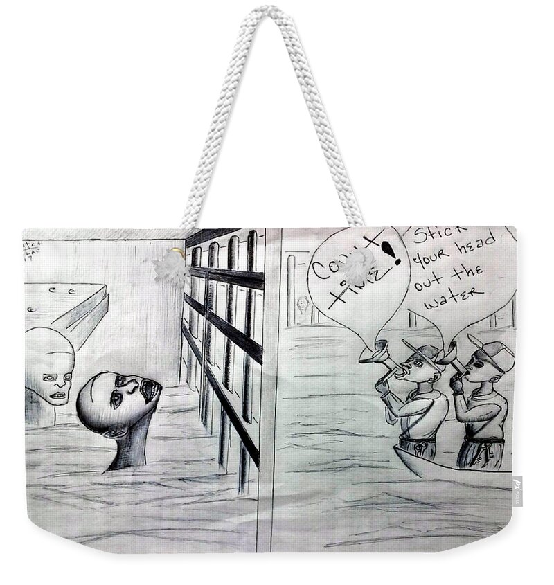 Black Art Weekender Tote Bag featuring the drawing During the Flood by Donald Cnote Hooker