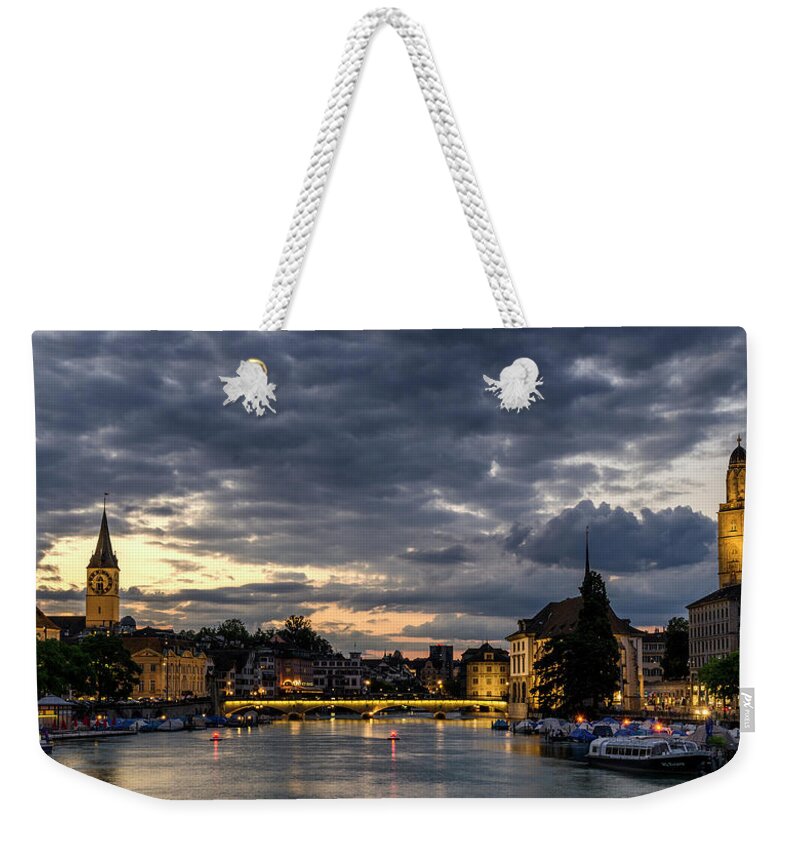 Zurich Weekender Tote Bag featuring the photograph Dusk at Zurich by Pablo Lopez