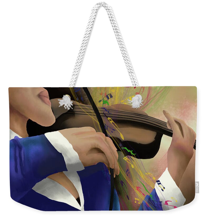 Violin Weekender Tote Bag featuring the digital art Dusting off the Violin by April Burton