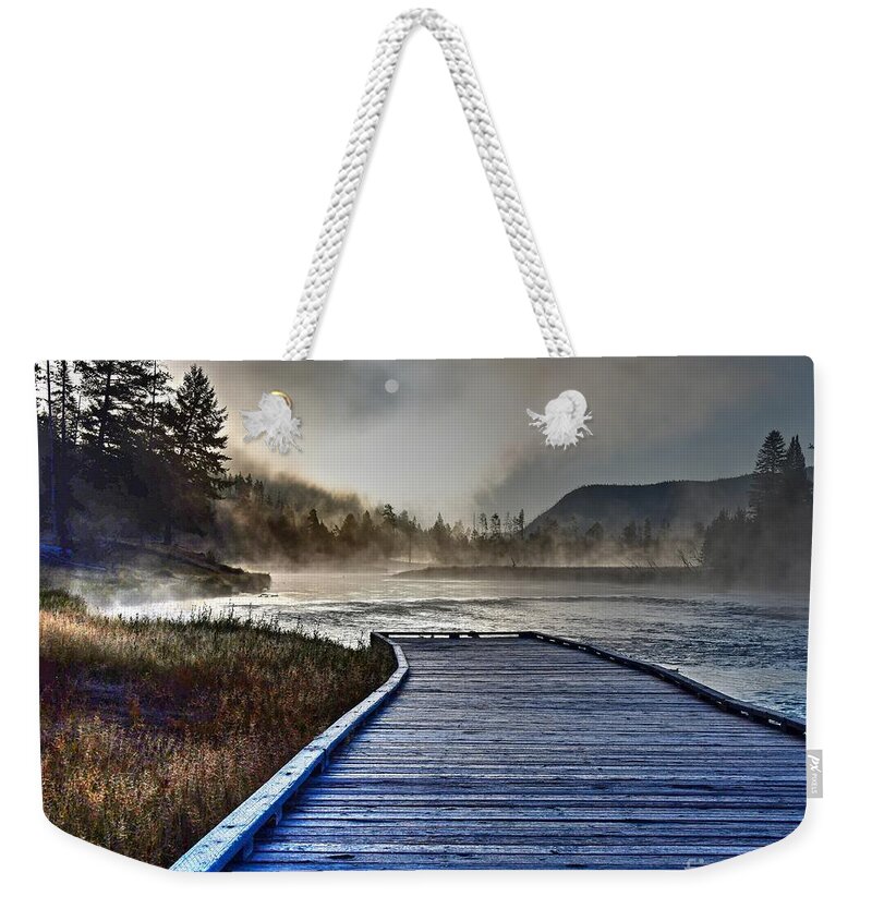 Madison River Weekender Tote Bag featuring the photograph Early Morning on the Madison by Steve Brown