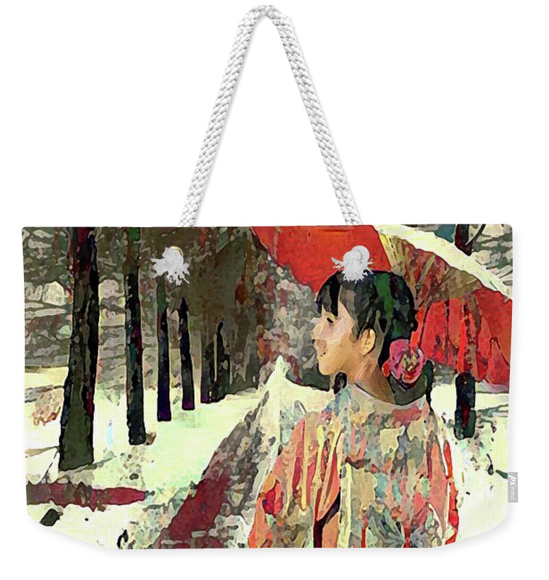 First Snow Weekender Tote Bag featuring the digital art Early Snow by Alex Mir