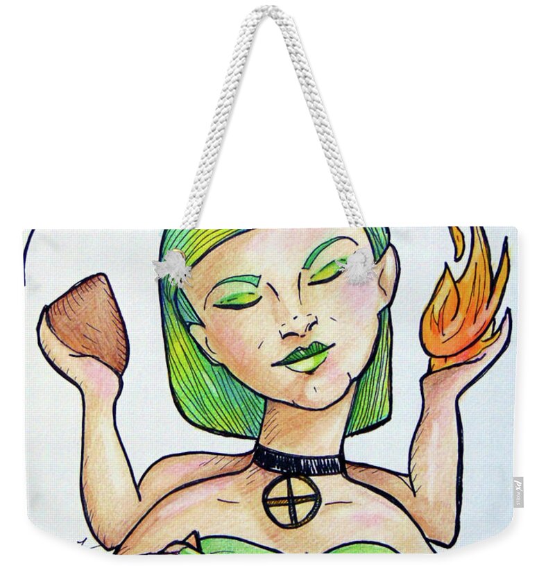 Earth Weekender Tote Bag featuring the drawing Earth by Loretta Nash