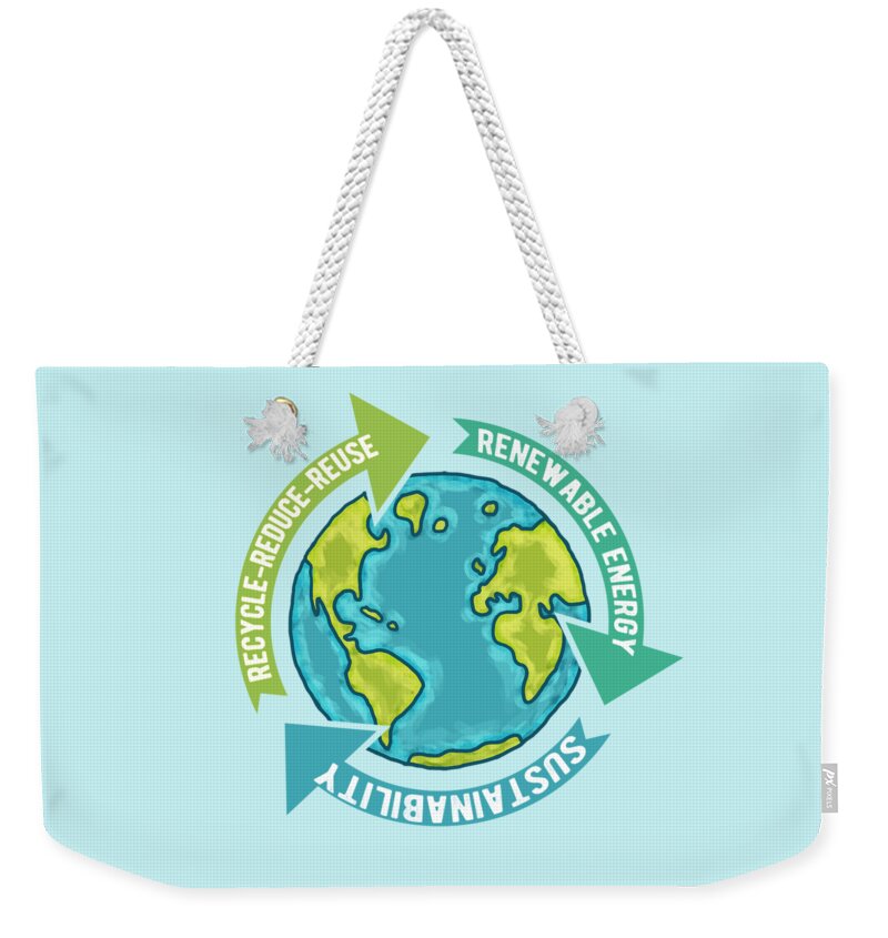 Earth Sustainability Weekender Tote Bag featuring the digital art Earth Sustainability by Laura Ostrowski