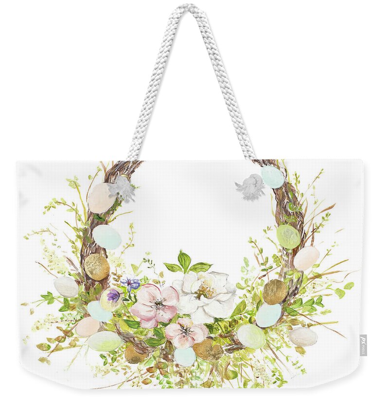 Easter Weekender Tote Bag featuring the painting Easter Wreath by Patricia Pinto