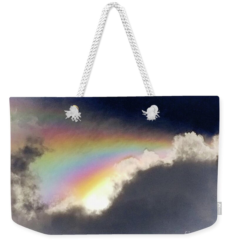 Rainbow Weekender Tote Bag featuring the photograph Eclipse Rainbow by Kathy Strauss