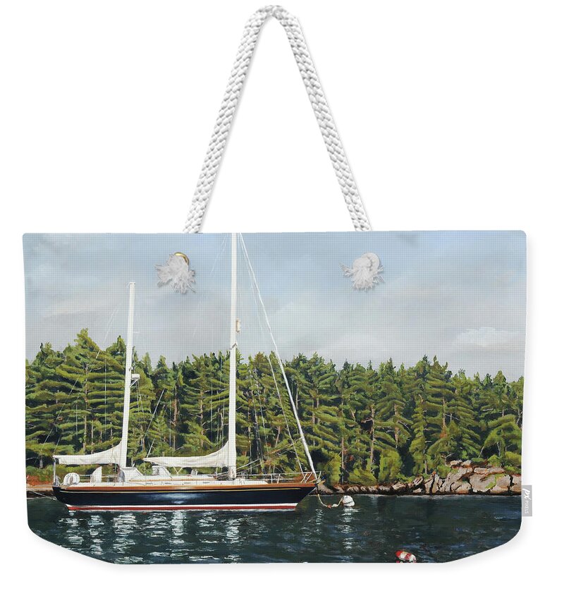 Painting Weekender Tote Bag featuring the painting E C's Maine Ketch by Craig Morris