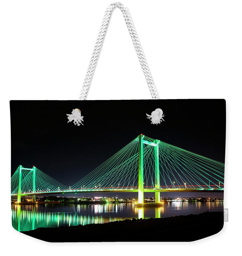 Night Weekender Tote Bag featuring the photograph Ed Henley Bridge by Cat Connor