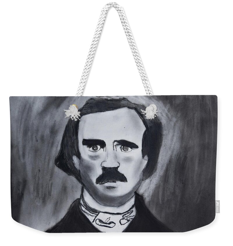 Edgar Allen Poe Art Weekender Tote Bag featuring the drawing Edgar Allen Poe Drawing by Nadija Armusik