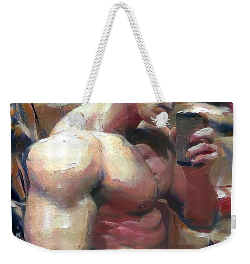 Painting Weekender Tote Bag featuring the digital art Eduardo by Richard Laeton