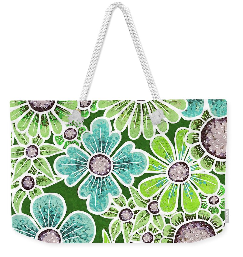 Floral Weekender Tote Bag featuring the painting Efflorescent 9 V2 by Amy E Fraser