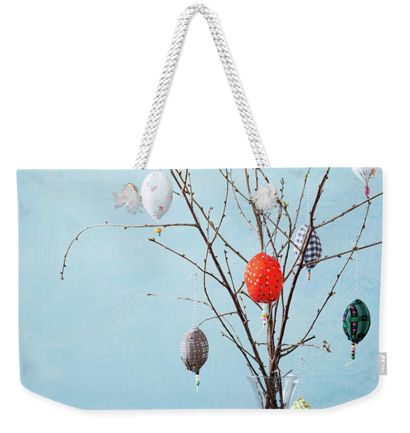 Egg-shaped Decorations On Branches Weekender Tote Bag by Stefanie