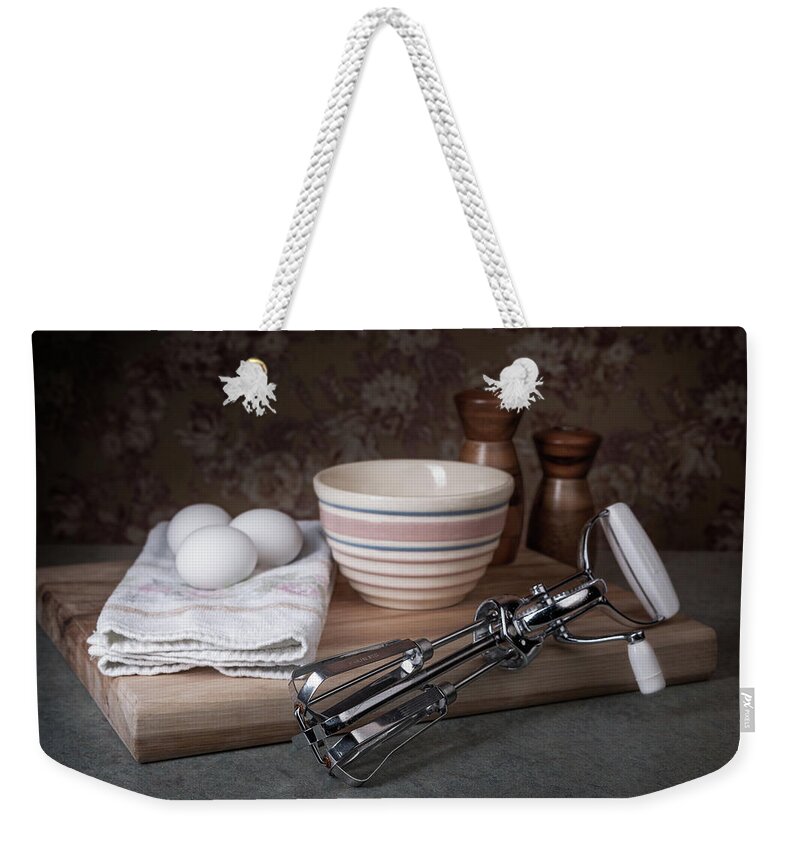 Eggs Weekender Tote Bag featuring the photograph Eggbeater and Eggs Still Life by Tom Mc Nemar