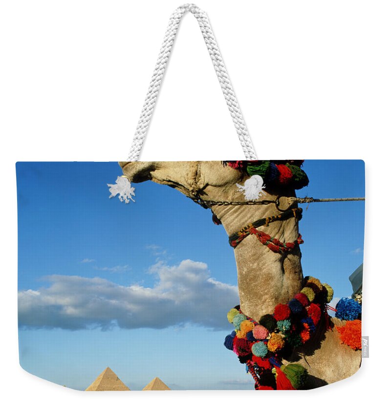 Headwear Weekender Tote Bag featuring the photograph Egypt, Cairo, Giza, Pyramids Of Giza by Travelpix Ltd