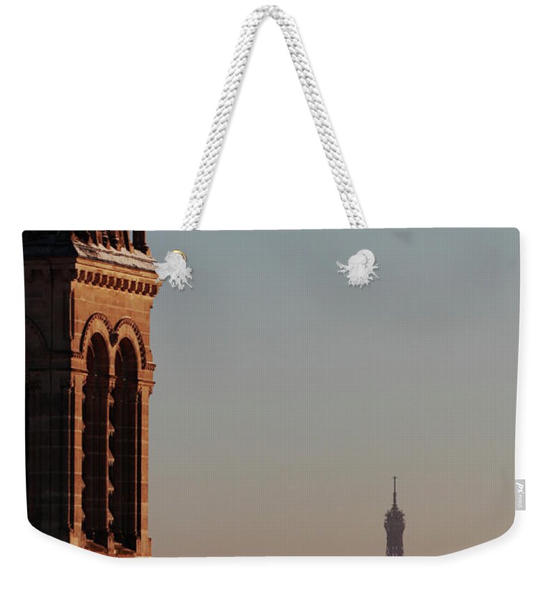Clock Tower Weekender Tote Bag featuring the photograph Eiffel Tower by Martial Colomb