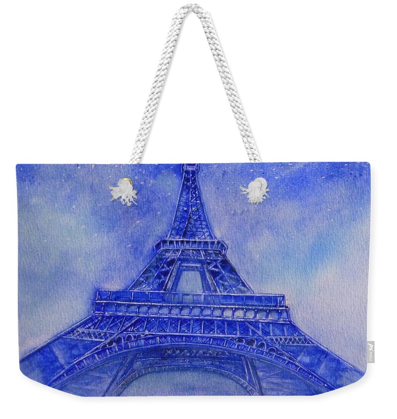Eiffel Tower Weekender Tote Bag featuring the painting Eiffel Tower Nights by Kelly Mills
