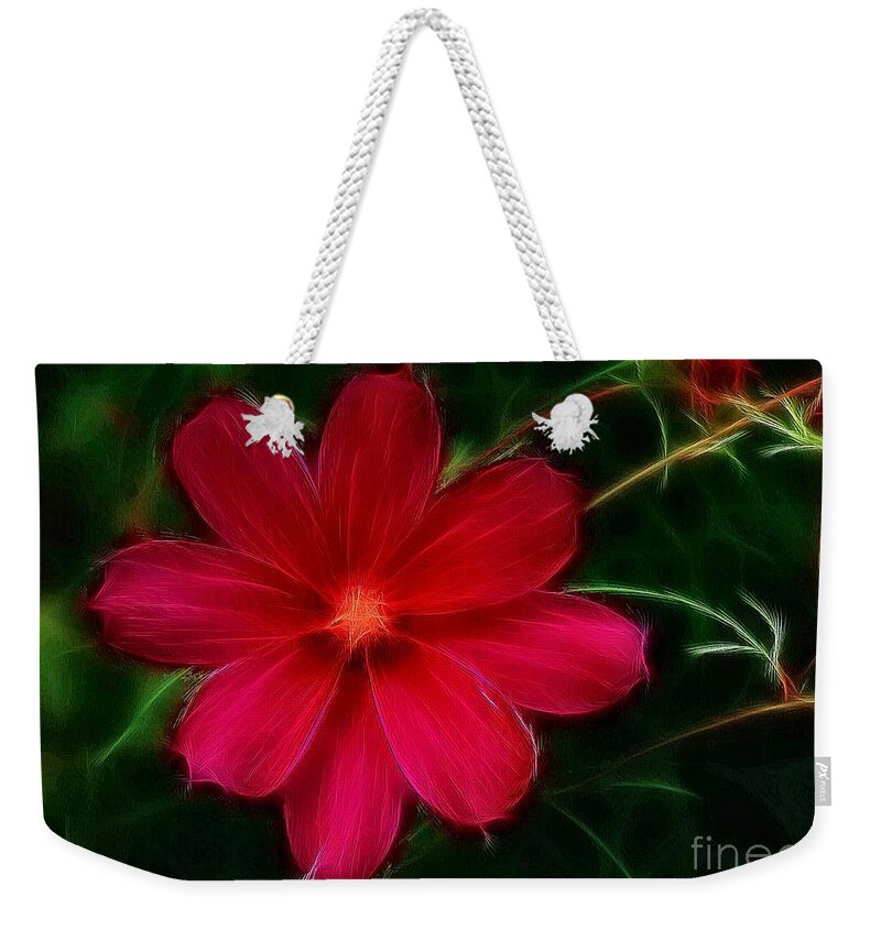 Red Weekender Tote Bag featuring the photograph Electric Red by Elaine Manley