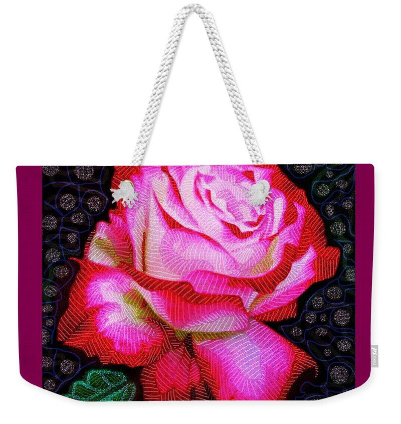 Pop Art Weekender Tote Bag featuring the digital art Electro Rose by Rod Whyte