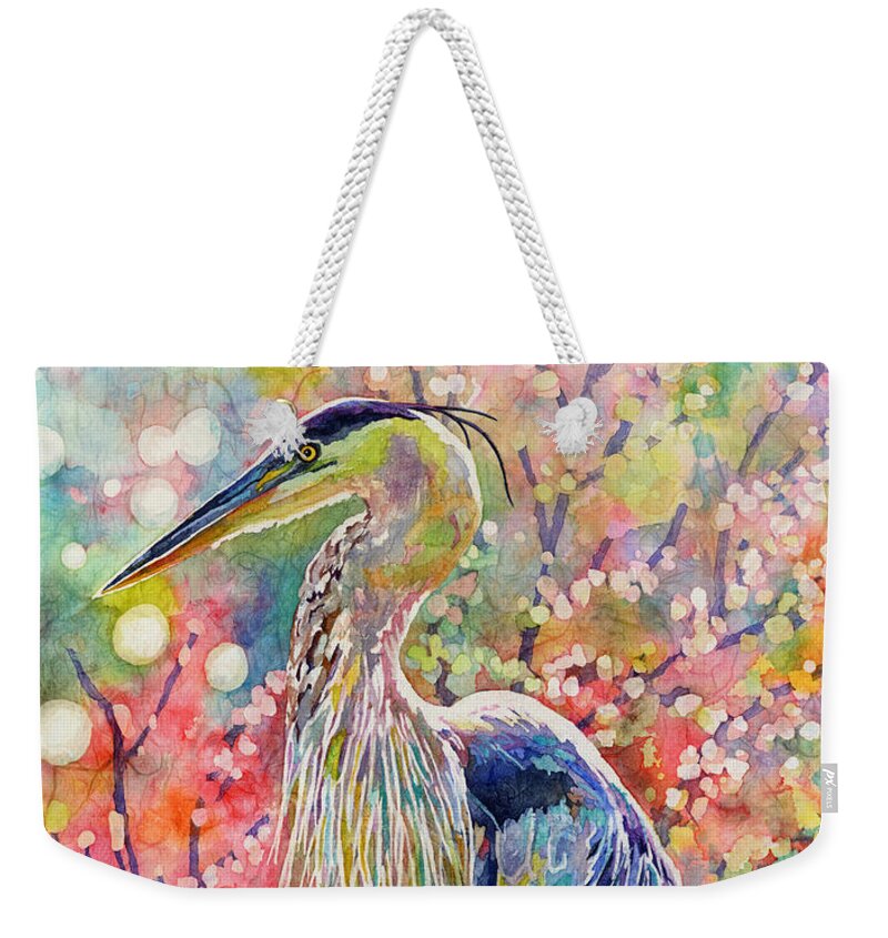Heron Weekender Tote Bag featuring the painting Elegant Repose by Hailey E Herrera