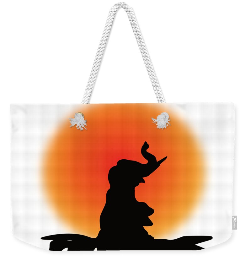 Elephant Weekender Tote Bag featuring the digital art Elephant In The Sunset by Patricia Piotrak
