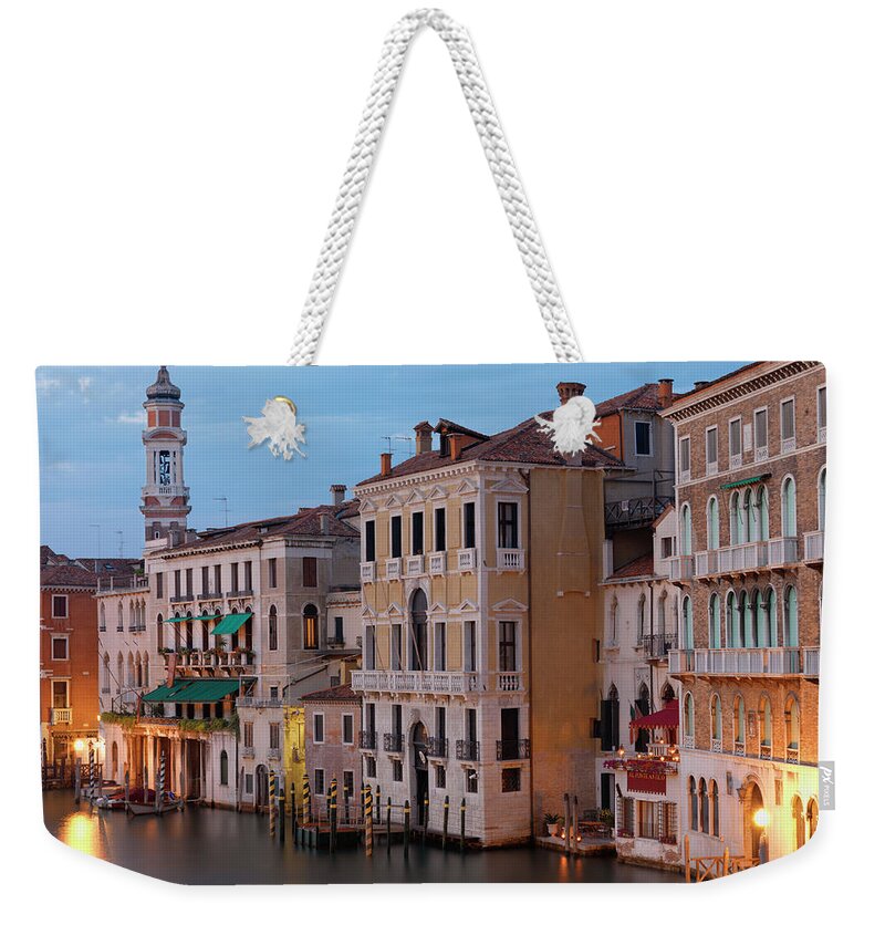 Tranquility Weekender Tote Bag featuring the photograph Elevated View Of The Grand Canal At Dusk by Shaun Egan