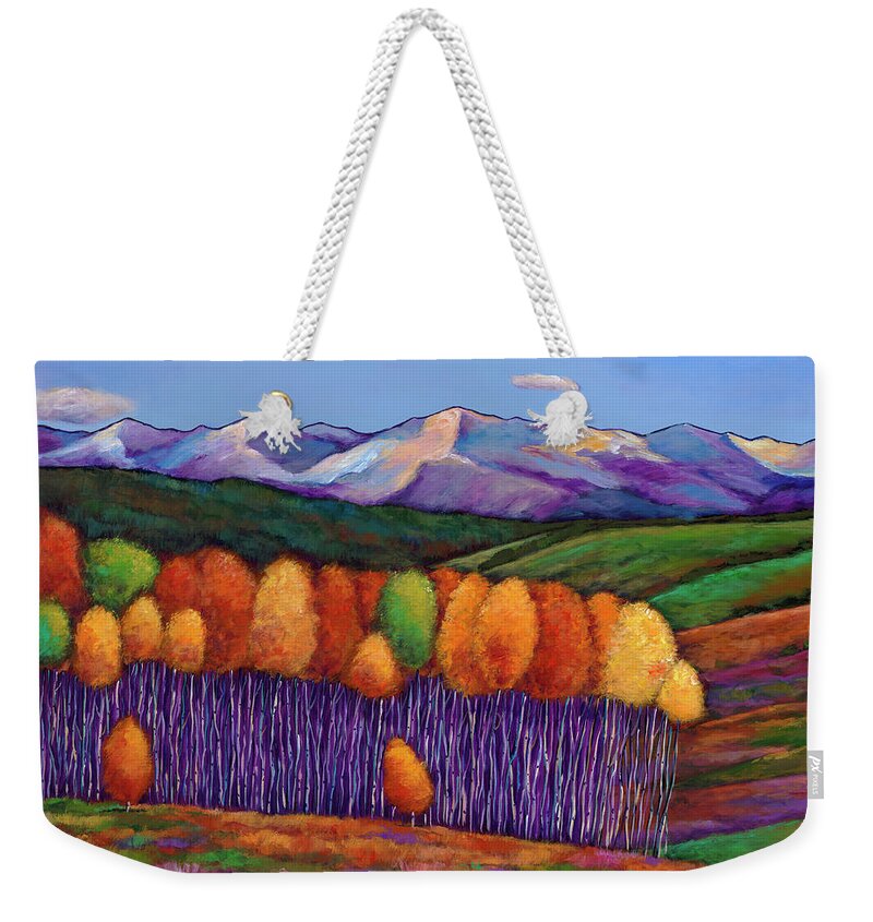 Aspen Trees Weekender Tote Bag featuring the painting Elysian by Johnathan Harris