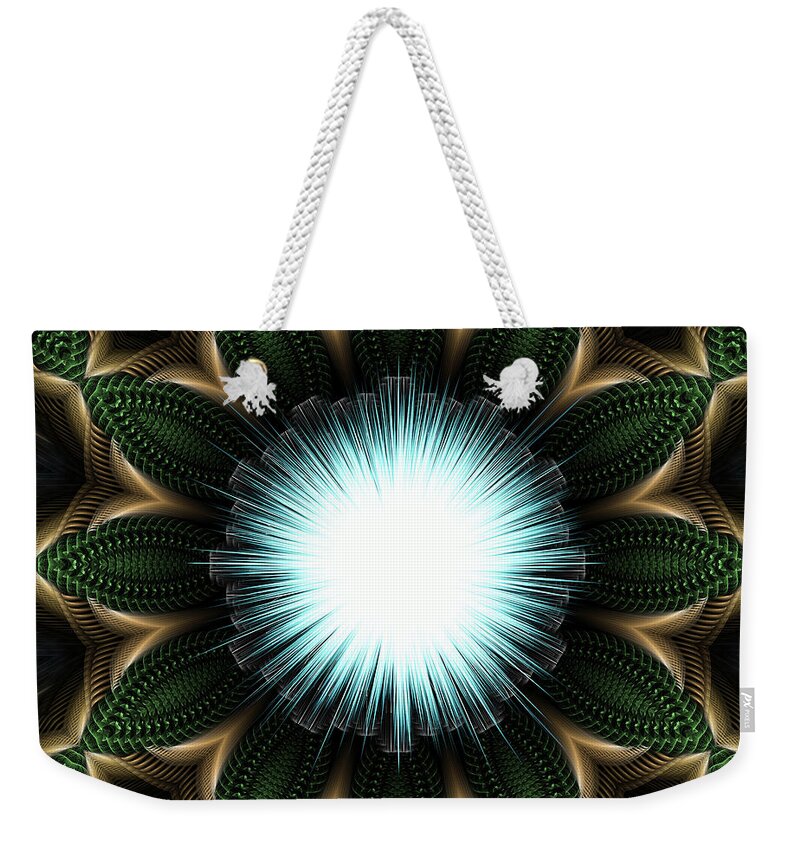 Digital Weekender Tote Bag featuring the digital art Emerald Illumination TFB-231428 by Rolando Burbon