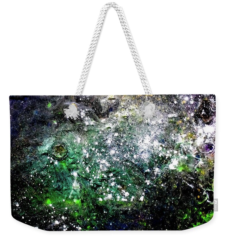 Space Weekender Tote Bag featuring the photograph Emerald Nebula by Patsy Evans - Alchemist Artist