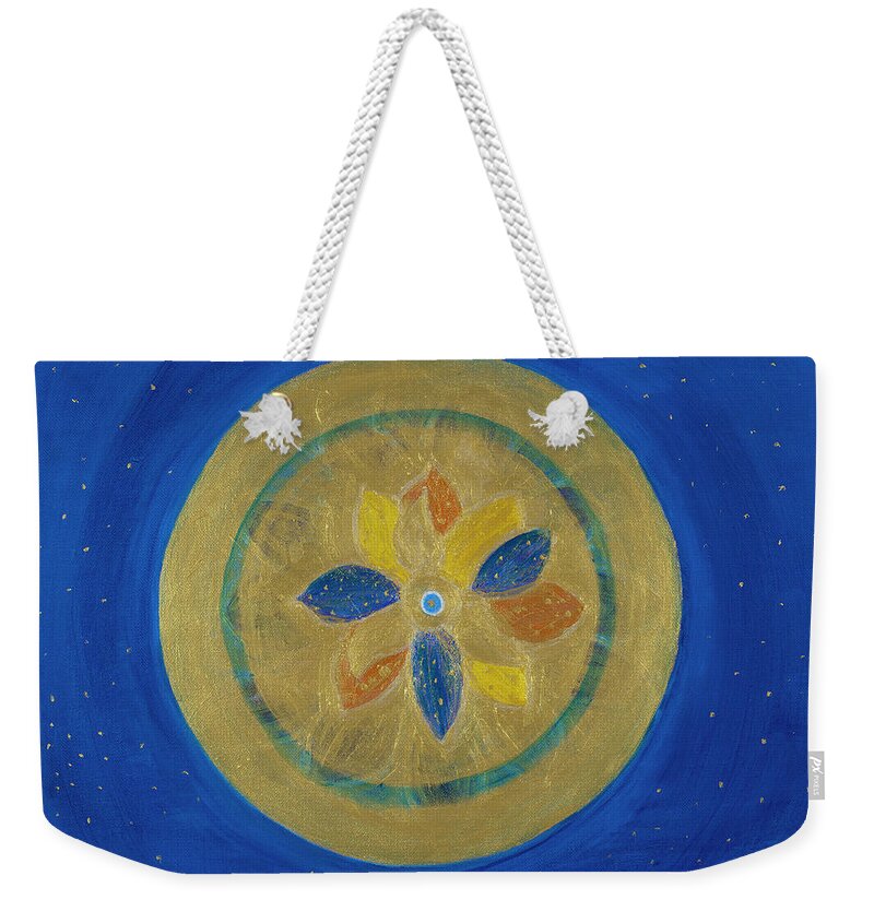 Mandala Weekender Tote Bag featuring the painting Emerging Lotus by Santana Star