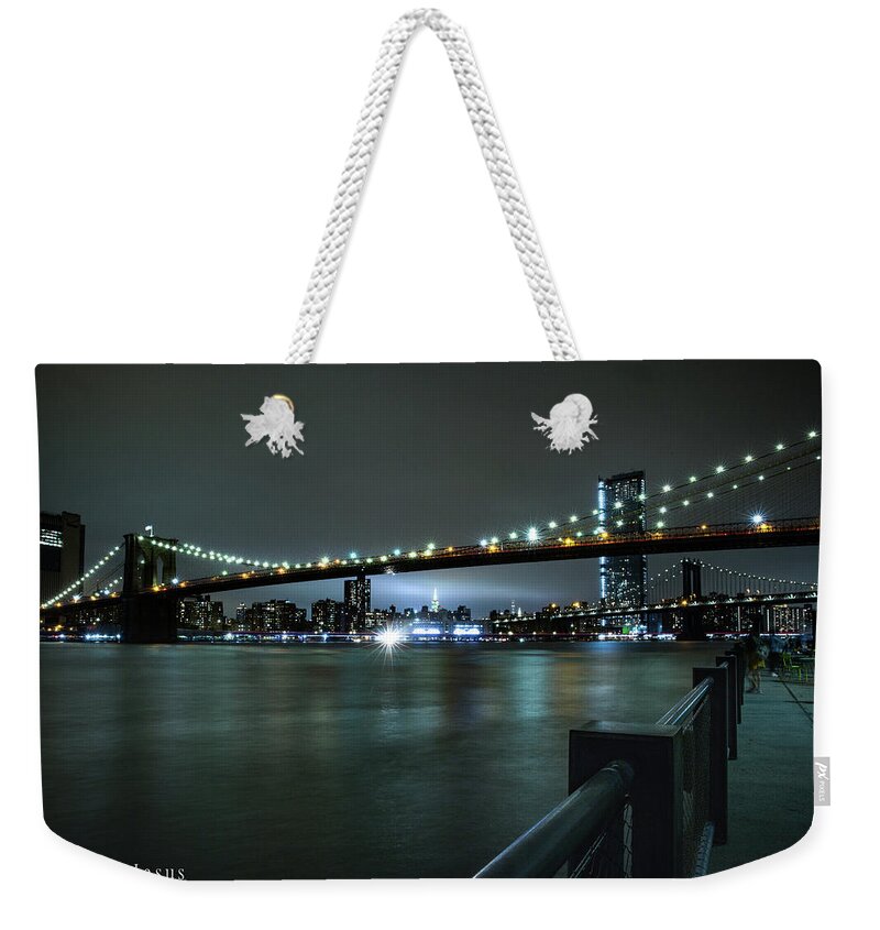 Brooklyn Bridge Weekender Tote Bag featuring the photograph Empire Crossings by Peter J DeJesus