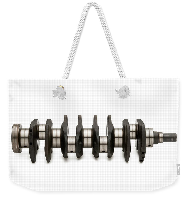 Shadow Weekender Tote Bag featuring the photograph Engine Crankshaft by Schlol