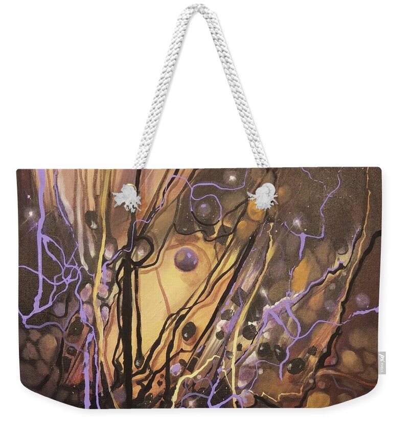 Abstract Weekender Tote Bag featuring the painting Entanglements by Tom Shropshire
