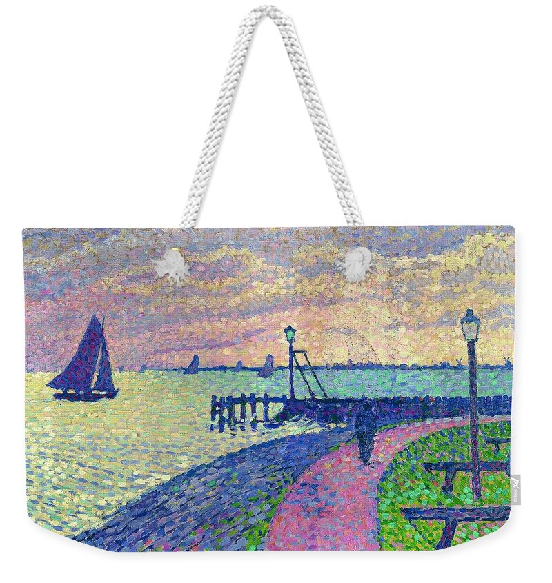Nature Weekender Tote Bag featuring the painting Entrance to the Port of Volendam Theo Van Rysselberghe by Celestial Images