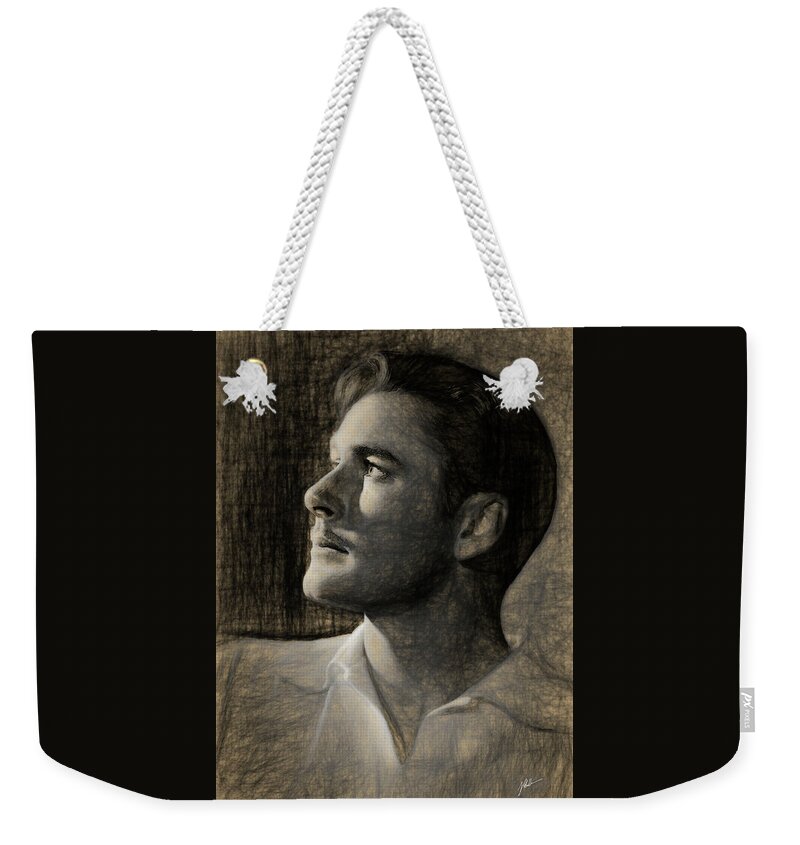 Errol Flynn Weekender Tote Bag featuring the digital art Errol Flynn in pencil by Joaquin Abella