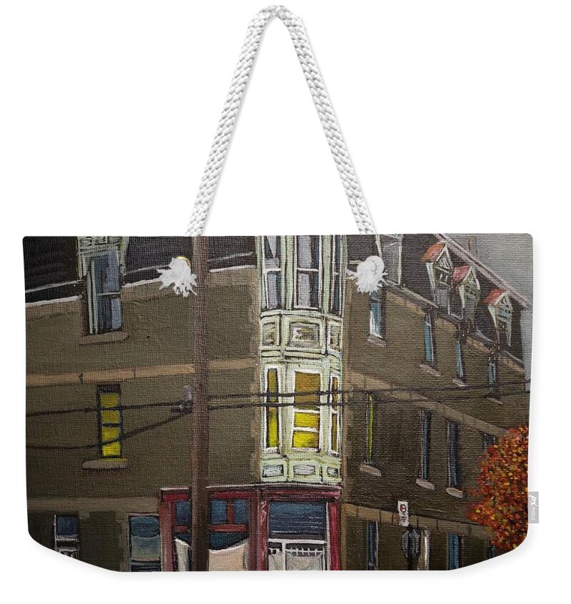 City Scenes Weekender Tote Bag featuring the painting Evening Walk by Reb Frost