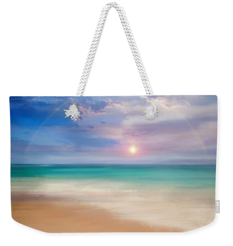 Seascape Weekender Tote Bag featuring the mixed media Eventide by Colleen Taylor