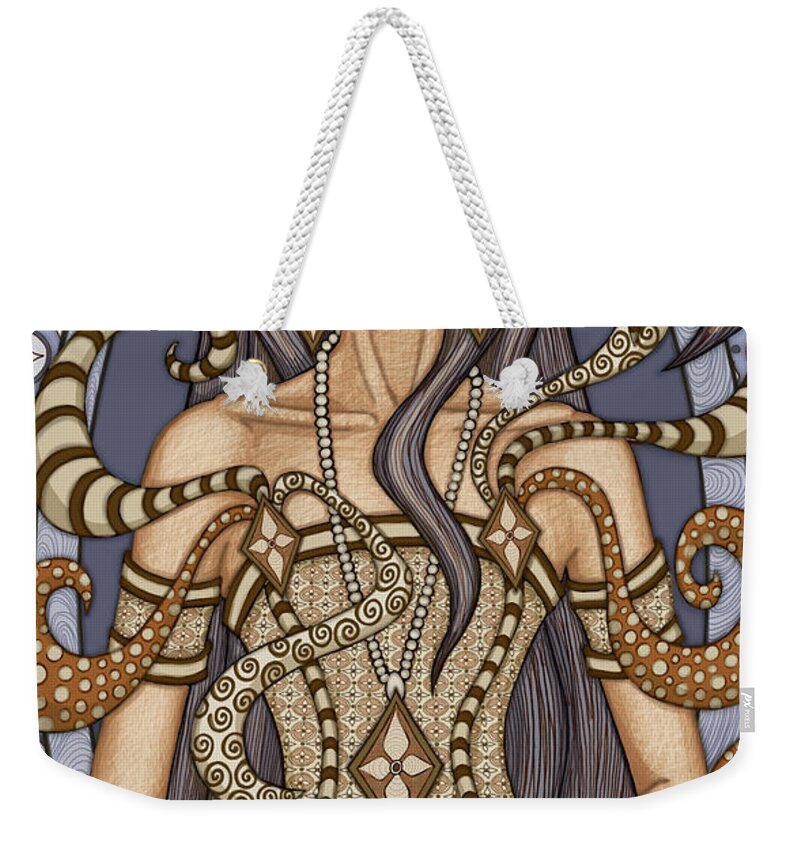 Portrait Weekender Tote Bag featuring the mixed media Exalted Beauty Tallulah 2019 by Amy E Fraser