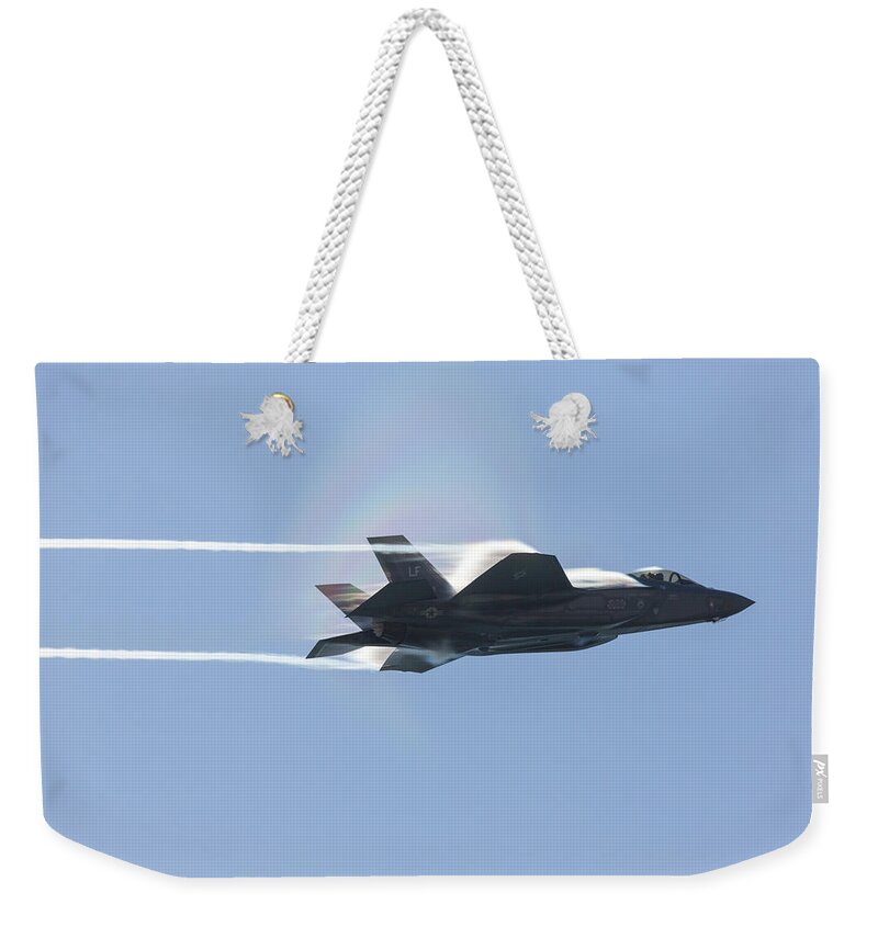 F-35 Weekender Tote Bag featuring the photograph F-35 with Vapor by John Daly