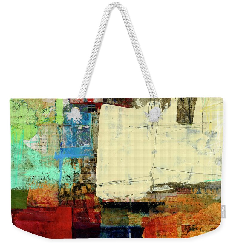 Abstract Art Weekender Tote Bag featuring the painting Fact Check #12 by Jane Davies