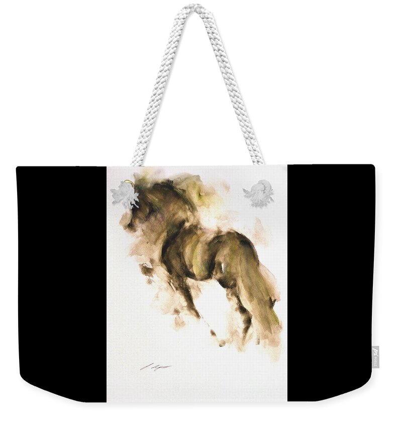 Equestrian Painting Weekender Tote Bag featuring the painting Fahala by Janette Lockett