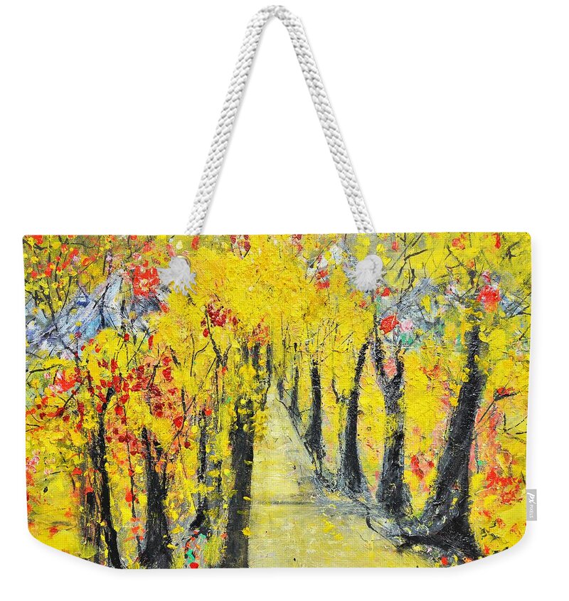 Fall Weekender Tote Bag featuring the painting Fall Fantasy by Evelina Popilian