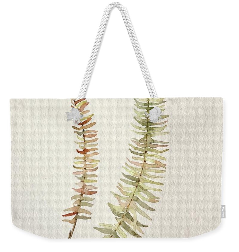 Fern Weekender Tote Bag featuring the painting Fall Fern by Luisa Millicent