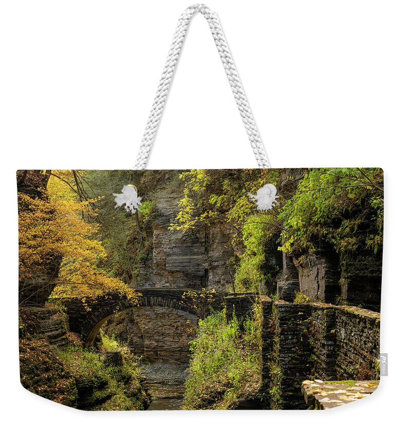 Foliage Weekender Tote Bag featuring the photograph Fall in Ithaca by Arthur Oleary