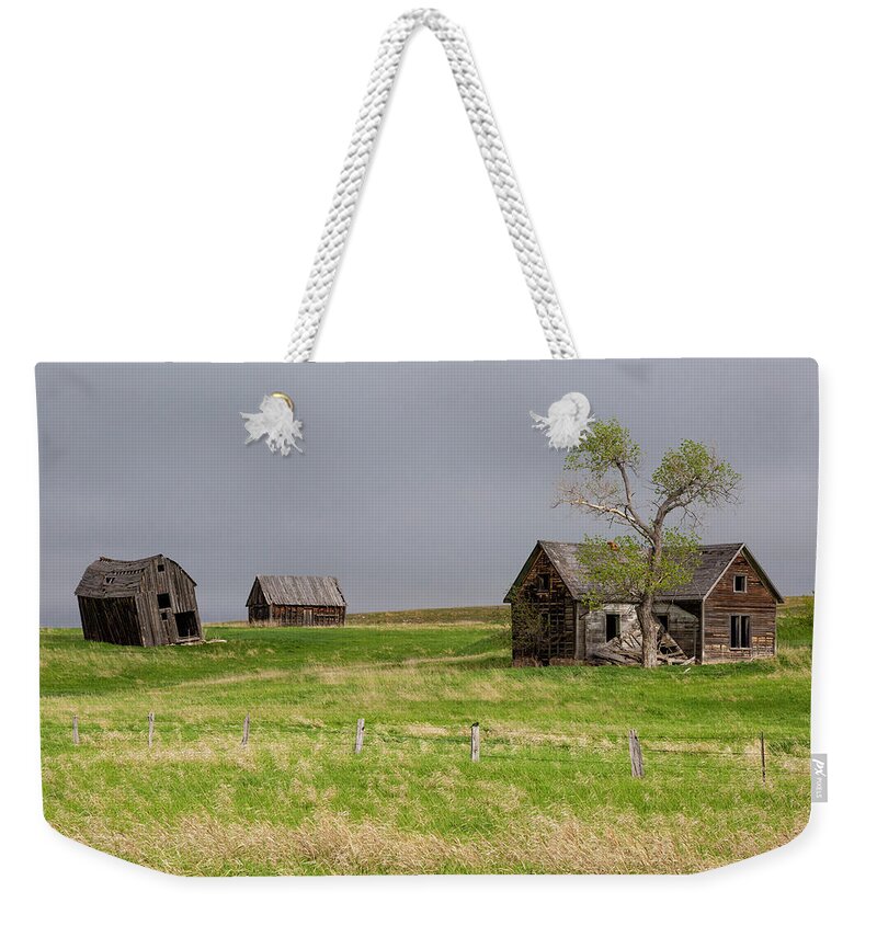 Barn Weekender Tote Bag featuring the photograph Falling Farmhouse and Barns by Denise Bush