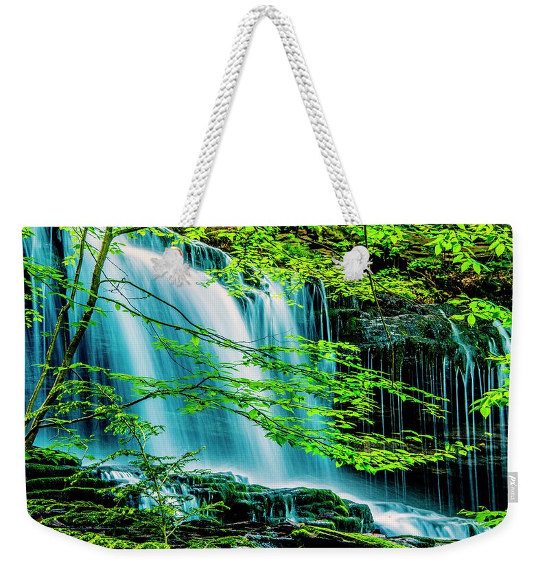 D1-l-2971-d Weekender Tote Bag featuring the photograph Falls Behind Spring Trees by Paul W Faust - Impressions of Light
