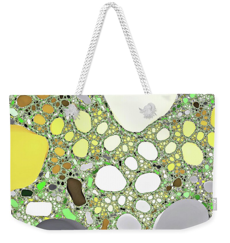 Abstract Weekender Tote Bag featuring the digital art Fancy Lakes Yellow Digital Art by Don Northup