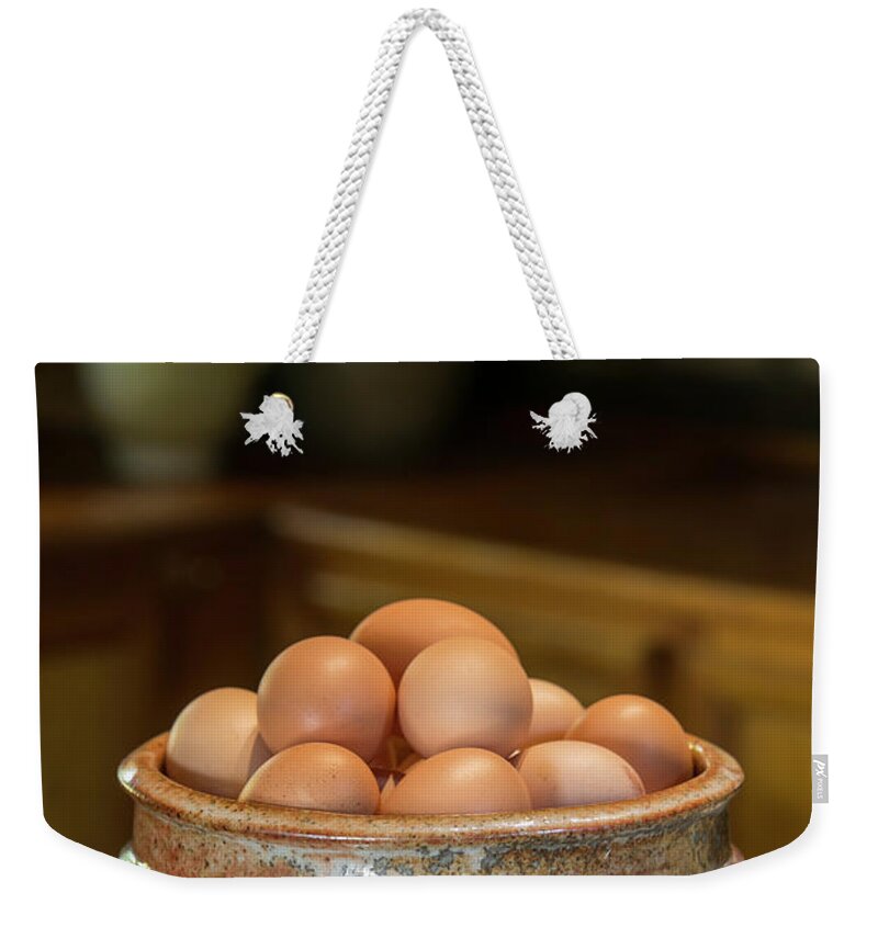 Eggs Weekender Tote Bag featuring the photograph Farm Fresh Eggs by Jurgen Lorenzen