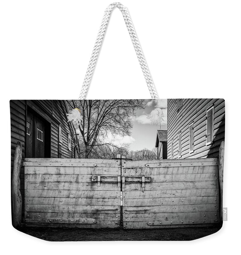 Farm Weekender Tote Bag featuring the photograph Farm Gate by Steve Stanger