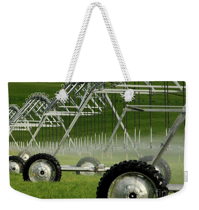 Montana Weekender Tote Bag featuring the photograph Farm Irrigation by Terri Brewster