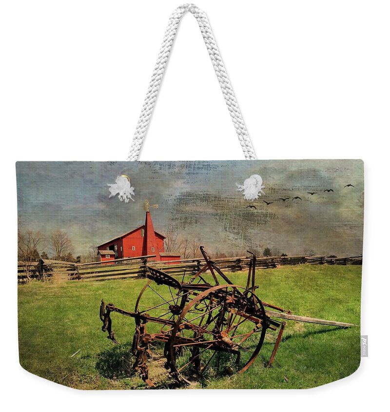  Weekender Tote Bag featuring the photograph Farming in the 1880s by Jack Wilson