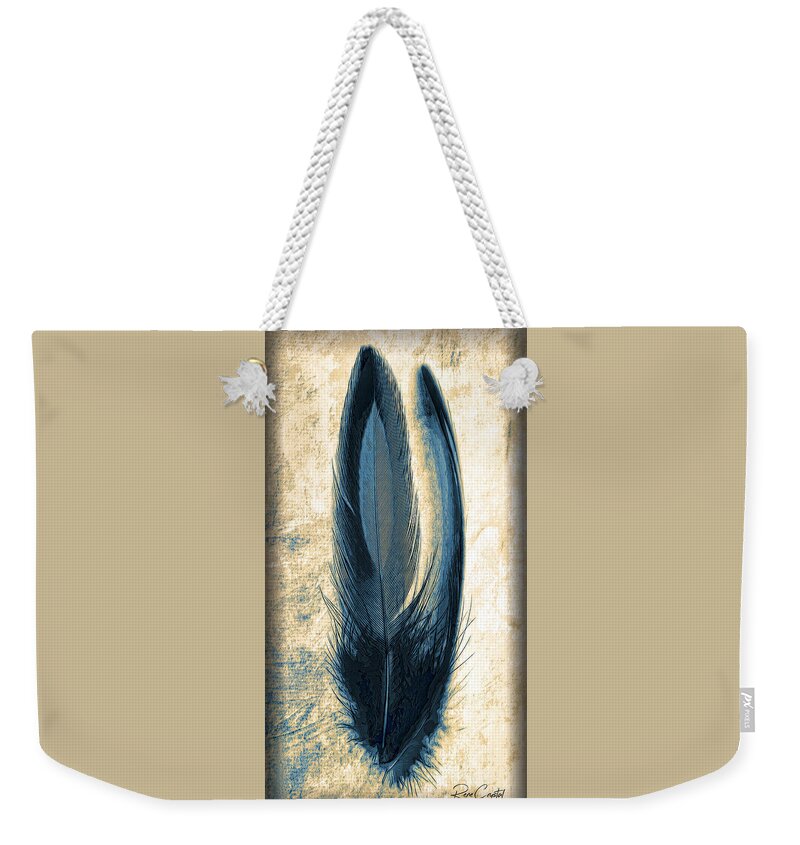 Feathers Weekender Tote Bag featuring the photograph Feather Of A Blue Hue by Rene Crystal